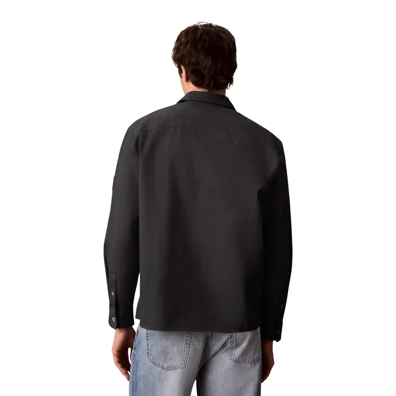 Calvin Klein Schwarzes Herrenhemd aus Baumwolle, klassisch, langärmelig