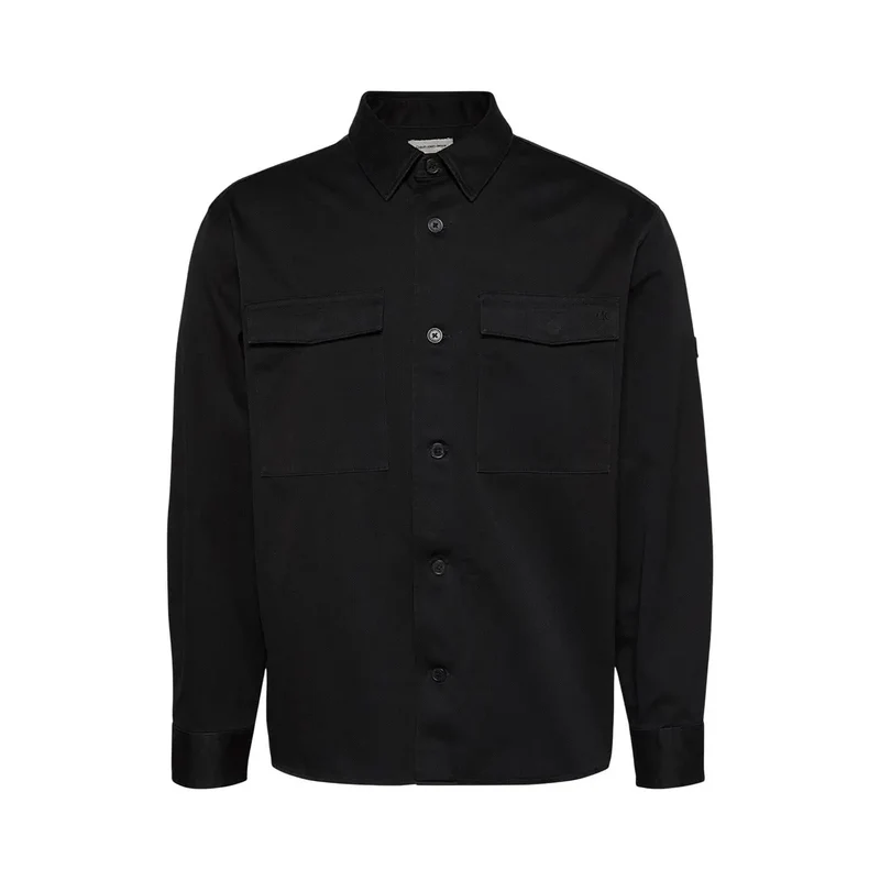 Calvin Klein Schwarzes Herrenhemd aus Baumwolle, klassisch, langärmelig