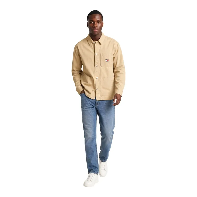 Tommy Hilfiger Herrenhemd aus beiger Bio-Baumwolle