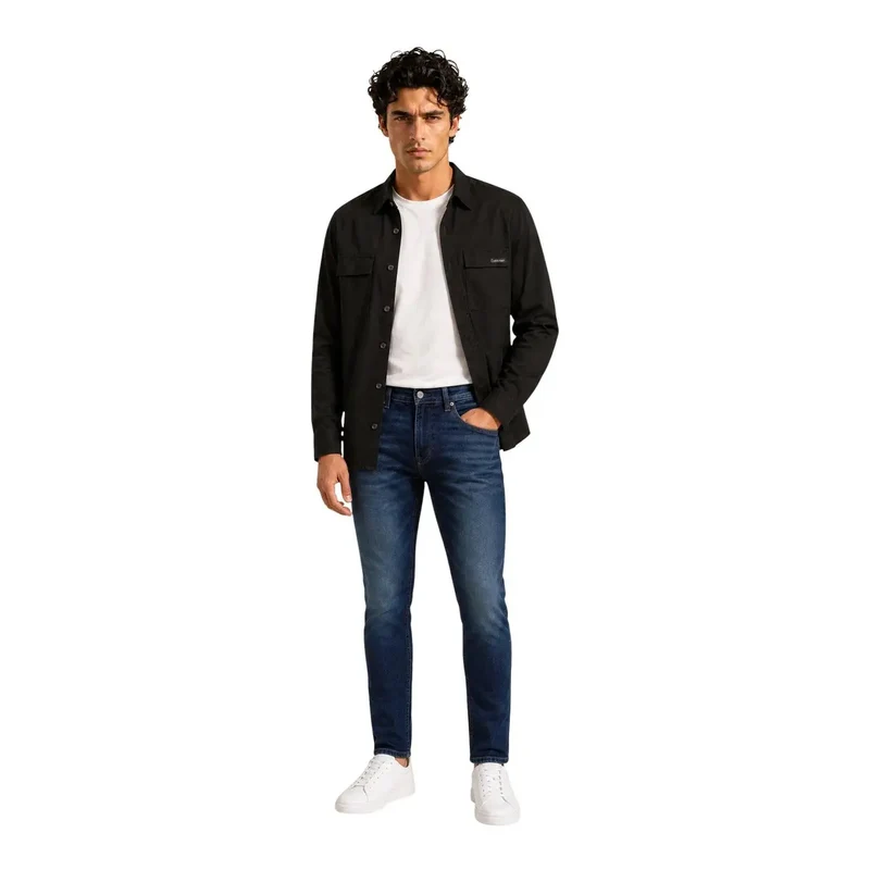 Calvin Klein Schwarzes Langarmshirt aus Baumwollmischgewebe für Herren