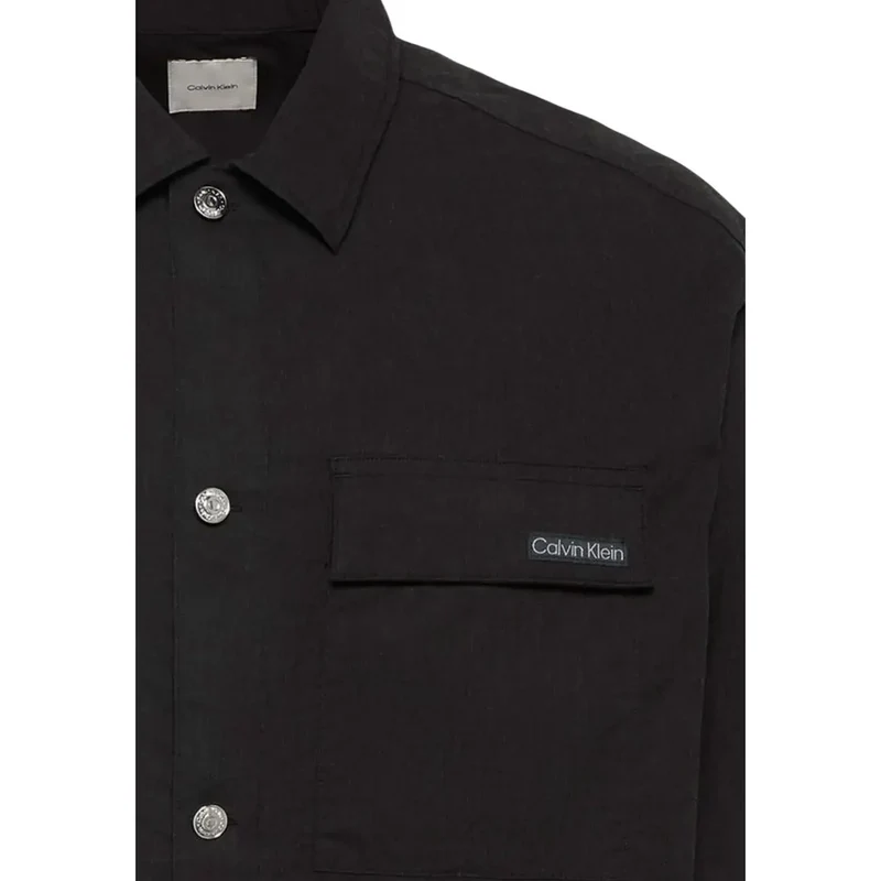 Calvin Klein Schwarzes Langarmshirt aus Baumwollmischgewebe für Herren