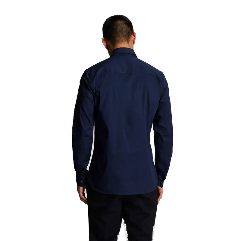Lyle and Scott Herren Baumwollhemd Blau Langarm