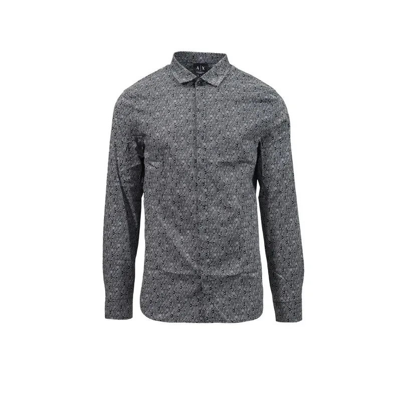 Armani Exchange Schwarzes Herrenhemd aus Baumwoll-Lycra