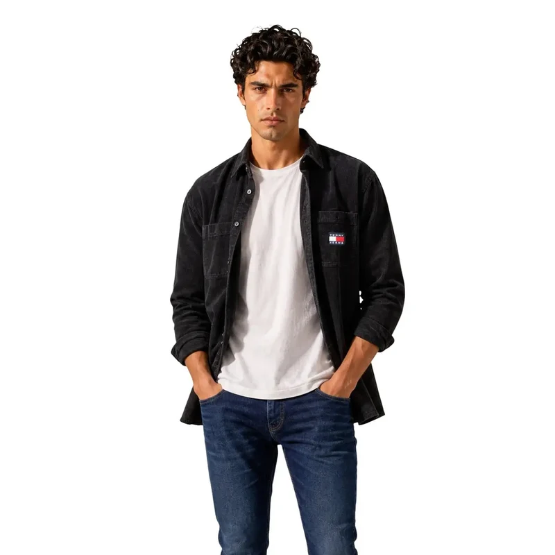 Tommy Hilfiger Schwarzes Herrenhemd aus Bio-Baumwolle