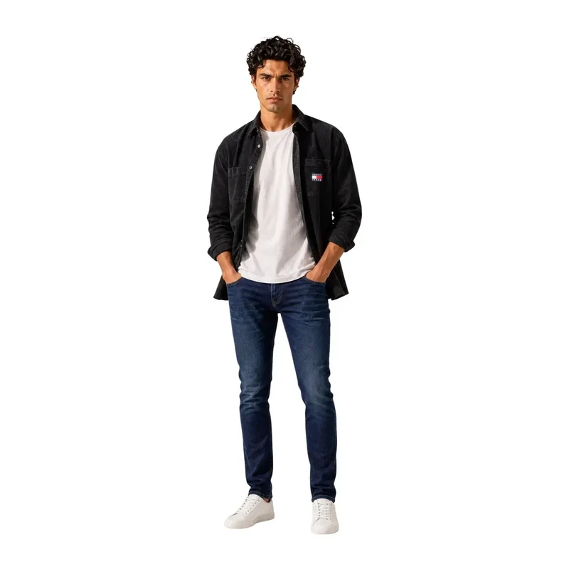 Tommy Hilfiger Schwarzes Herrenhemd aus Bio-Baumwolle