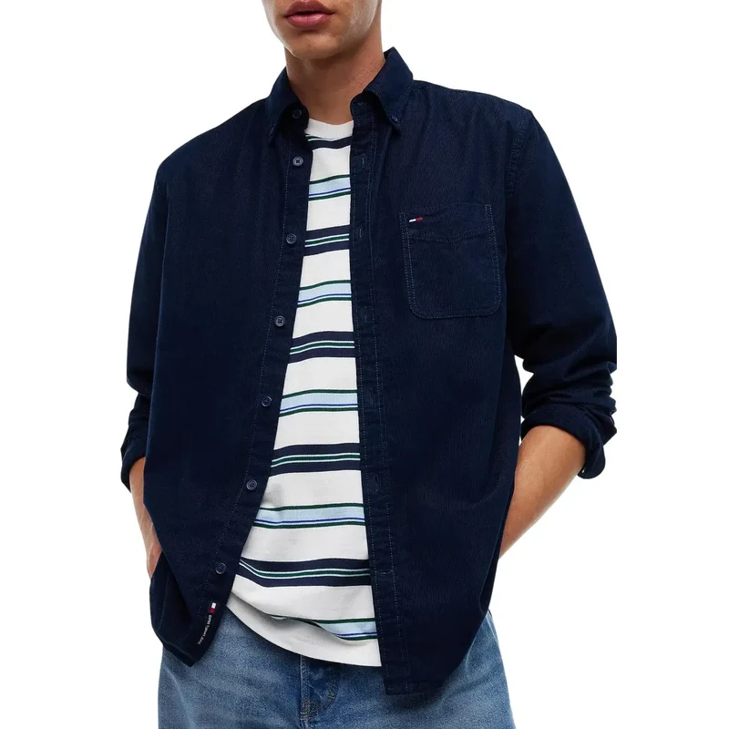 Tommy Hilfiger Herren-Jeanshemd, blau, Baumwolle, Freizeit