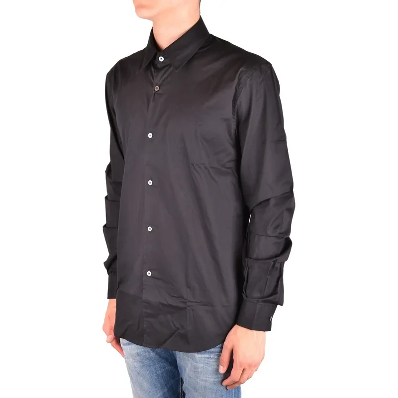 Costume National Herren Schwarzes Baumwoll-Langarmhemd