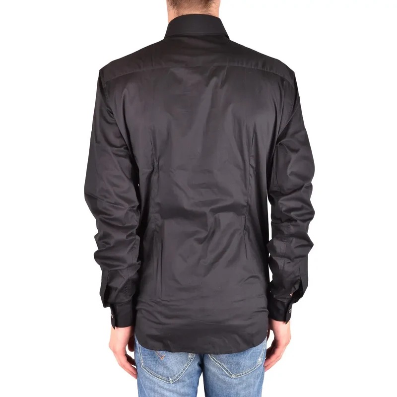 Costume National Herren Schwarzes Baumwoll-Langarmhemd