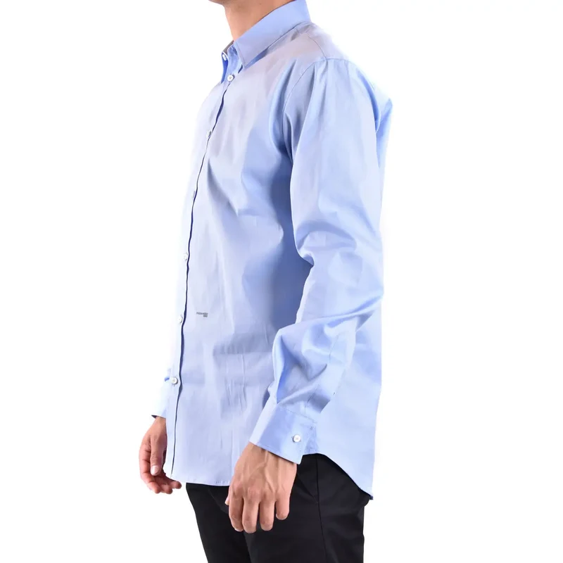 Dsquared2 Herrenhemd aus blauer Baumwolle, klassische Passform