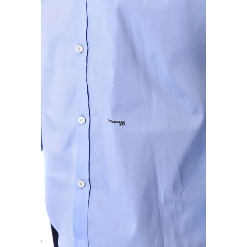 Dsquared2 Herrenhemd aus blauer Baumwolle, klassische Passform