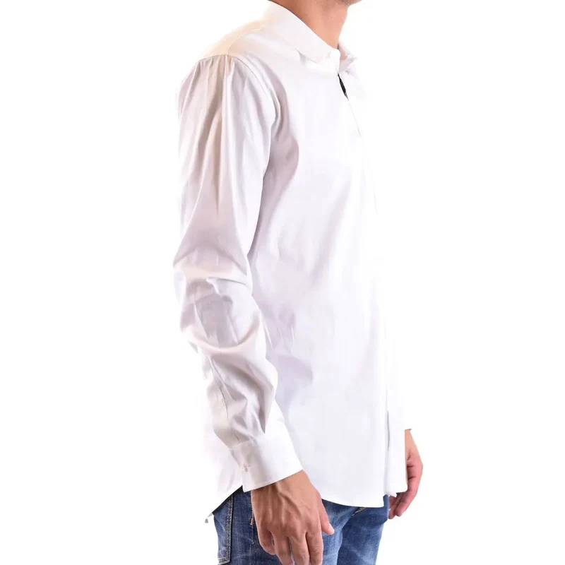 Dsquared2 Herren Weißes Baumwollhemd, klassisch, langärmlig