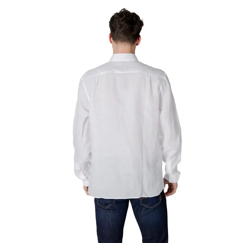 Lacoste Herren-Leinenhemd, weiß, langärmelig, klassisch