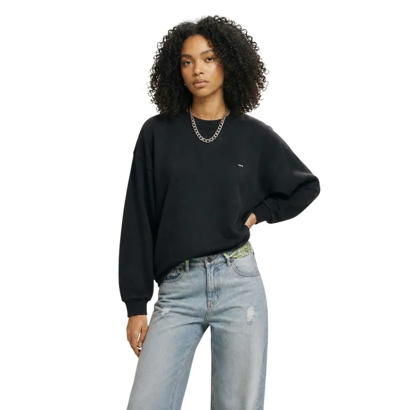 Levi's Damen-Sweatshirt aus schwarzer Baumwolle mit Rundhalsausschnitt