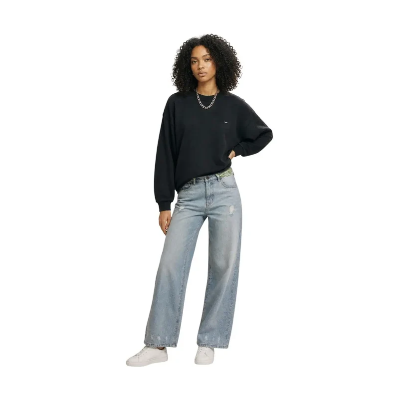Levi's Damen-Sweatshirt aus schwarzer Baumwolle mit Rundhalsausschnitt