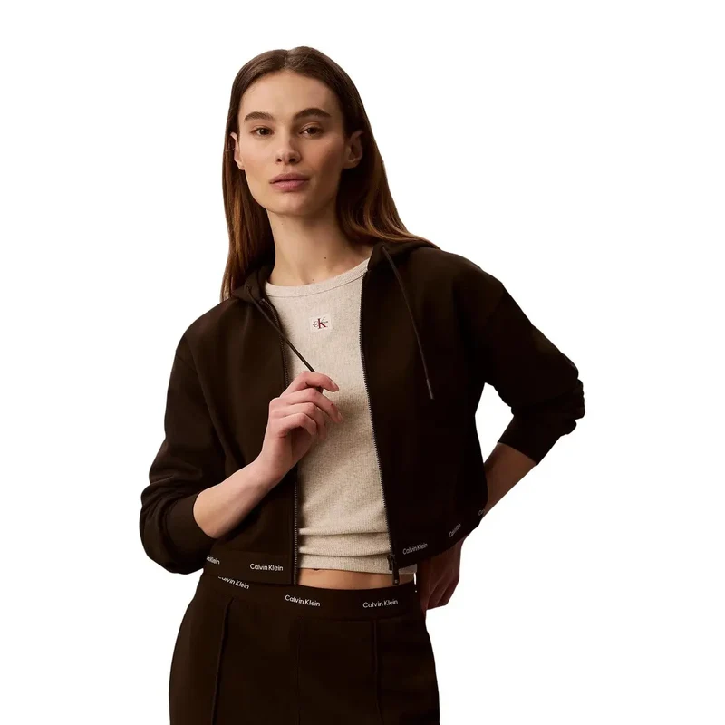 Calvin Klein Jeans Damen-Kapuzenpullover aus brauner Baumwolle