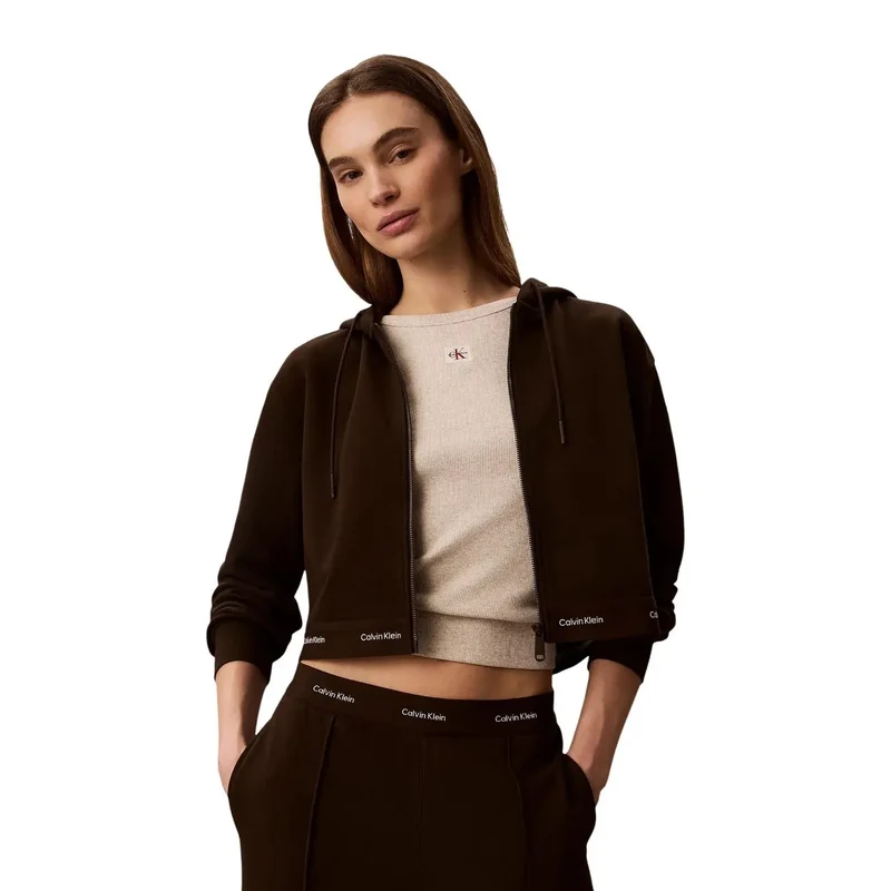 Calvin Klein Jeans Damen-Kapuzenpullover aus brauner Baumwolle