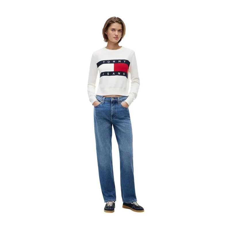Tommy Hilfiger Damen-Sweatshirt, weiß, aus Bio-Baumwolle