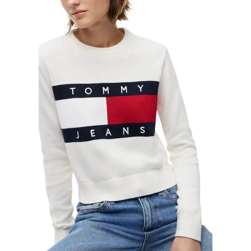 Tommy Hilfiger Damen-Sweatshirt, weiß, aus Bio-Baumwolle