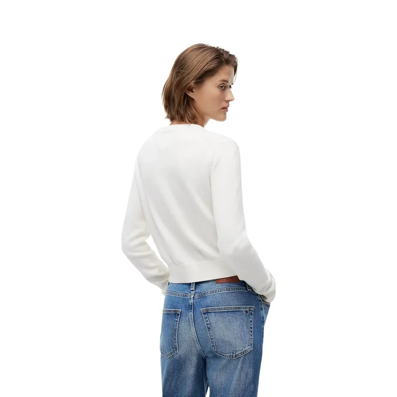 Tommy Hilfiger Damen-Sweatshirt, weiß, aus Bio-Baumwolle