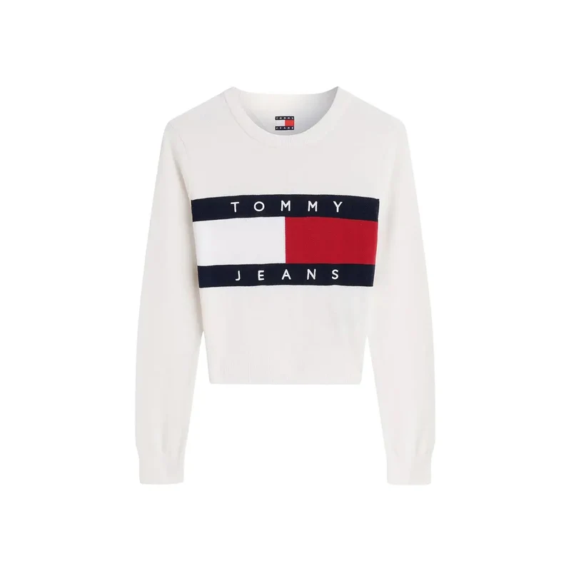Tommy Hilfiger Damen-Sweatshirt, weiß, aus Bio-Baumwolle
