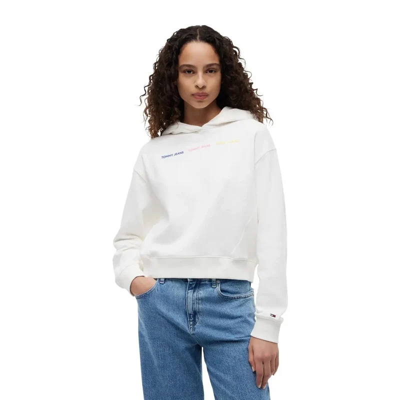 Tommy Hilfiger Damen-Kapuzenpullover aus weißer Baumwolle