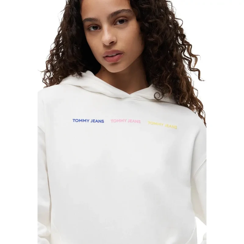 Tommy Hilfiger Damen-Kapuzenpullover aus weißer Baumwolle