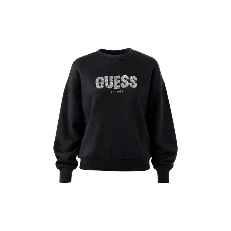 Guess Schwarzes Damen-Sweatshirt mit Logo aus Viskosemischung
