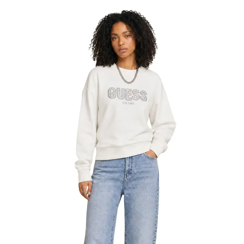 Guess Schwarzes Damen-Sweatshirt mit Logo aus Viskosemischung