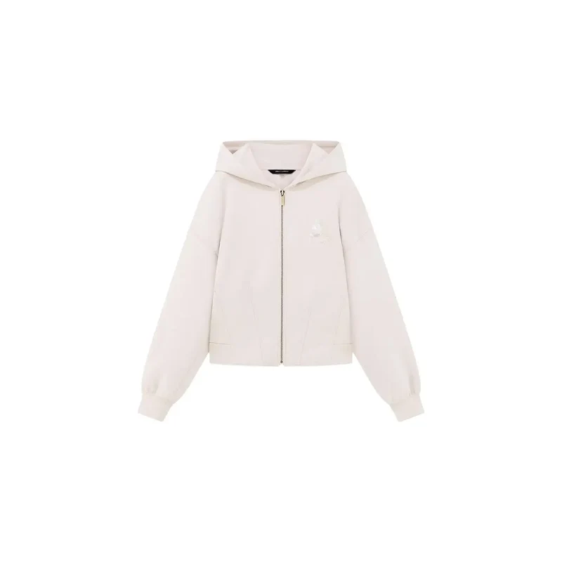 Armani Exchange Beige Damen-Sweatshirt mit Reißverschluss und Kapuze