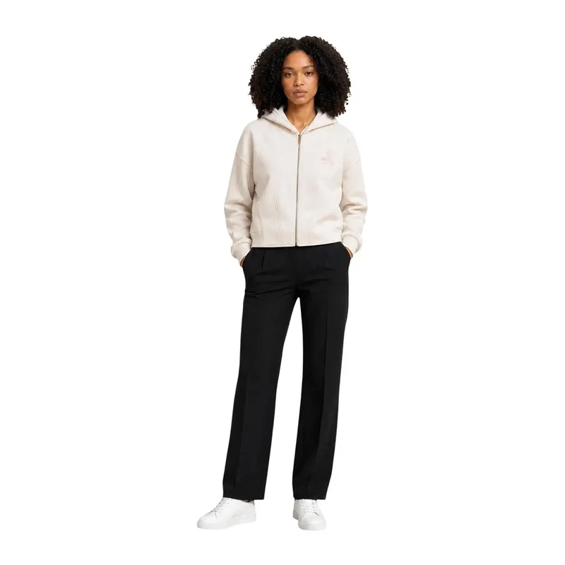 Armani Exchange Beige Damen-Sweatshirt mit Reißverschluss und Kapuze