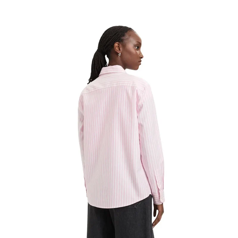 Tommy Hilfiger Damen gestreiftes Hemd aus Bio-Baumwolle in Rosa