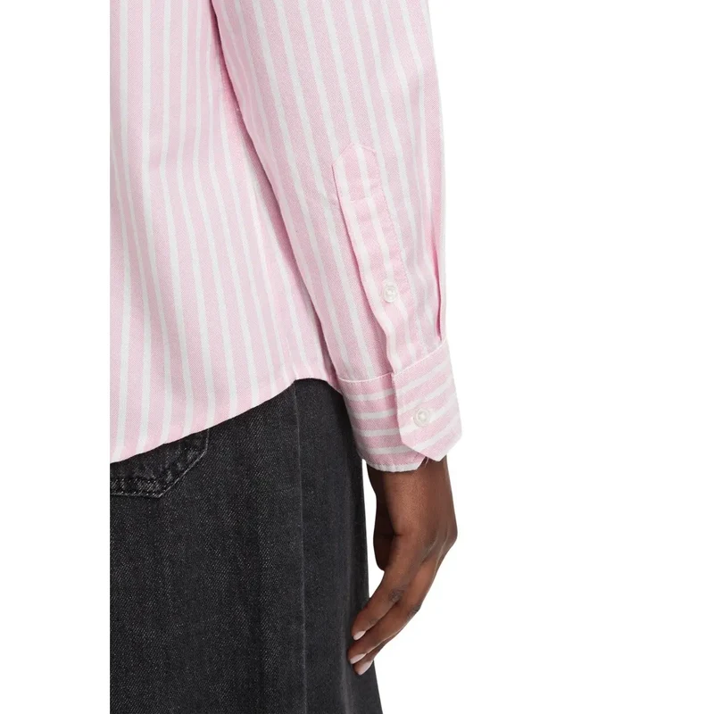 Tommy Hilfiger Damen gestreiftes Hemd aus Bio-Baumwolle in Rosa