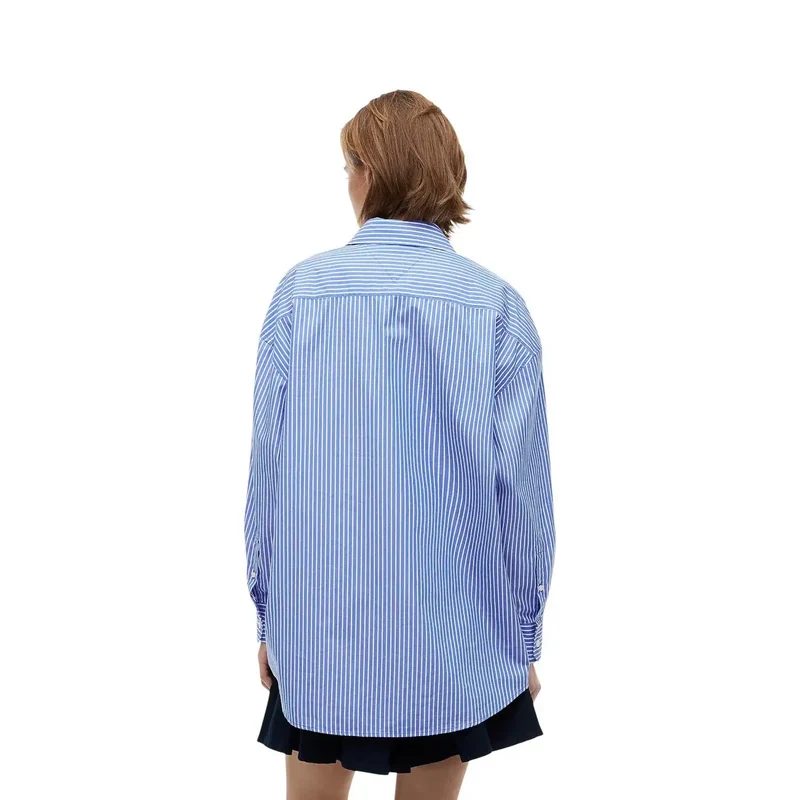 Tommy Hilfiger Damen Langarmshirt mit Streifen aus Bio-Baumwolle Blau