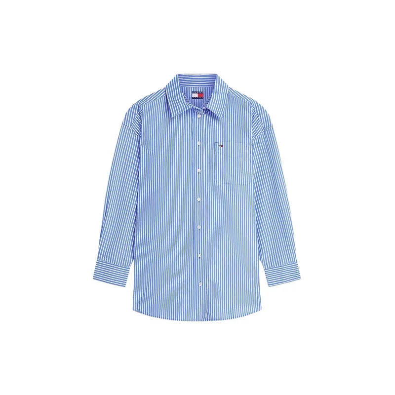 Tommy Hilfiger Damen Langarmshirt mit Streifen aus Bio-Baumwolle Blau