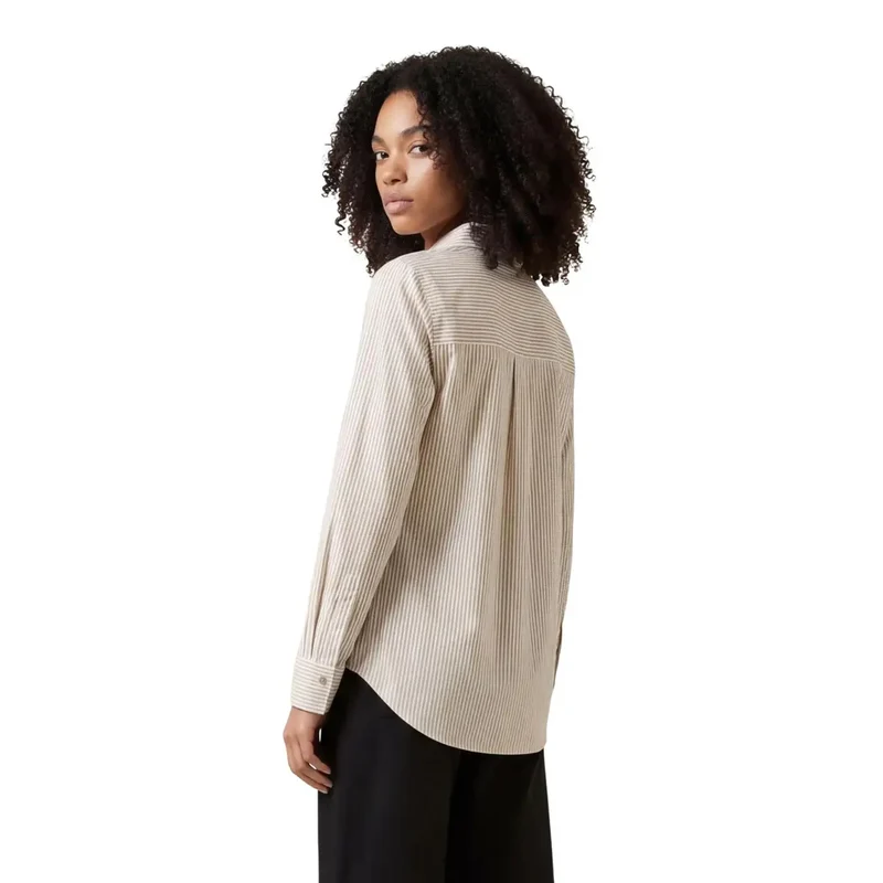 Jacqueline De Yong Damen Beige Baumwoll-Langarmhemd Klassisch