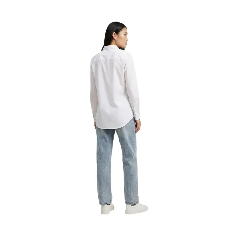 Jacqueline De Yong Damen Beige Baumwollhemd mit langen Ärmeln