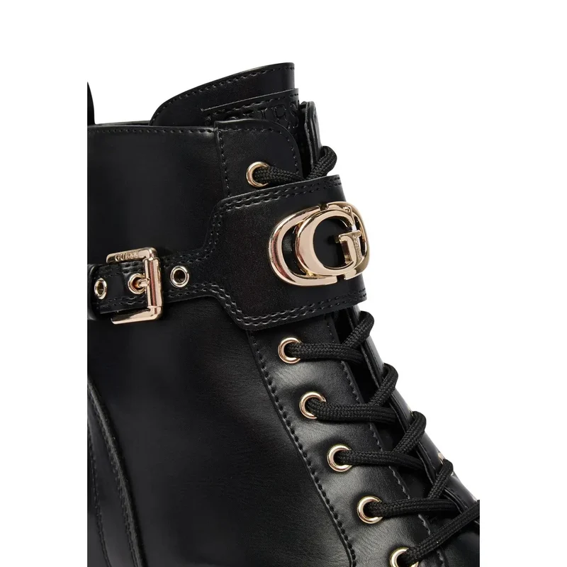 Guess Schwarze Damen-Knöchelschuhe aus Polyurethan mit Schnürung Boots