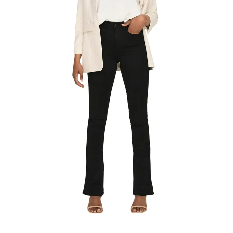 Only Damen Schwarze Baumwollmischhose mit Taschen