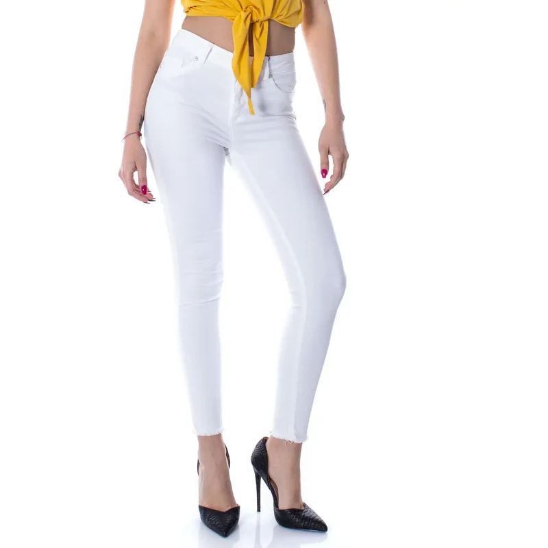 Only Damenhosen Weiß Baumwolle Stretch Slim Fit