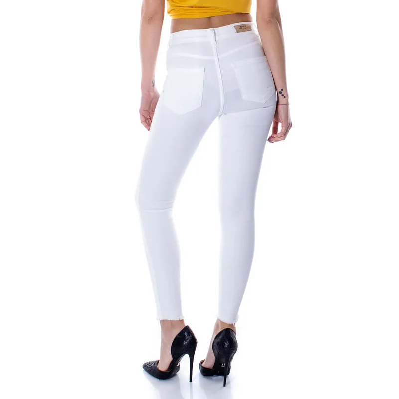 Only Damenhosen Weiß Baumwolle Stretch Slim Fit