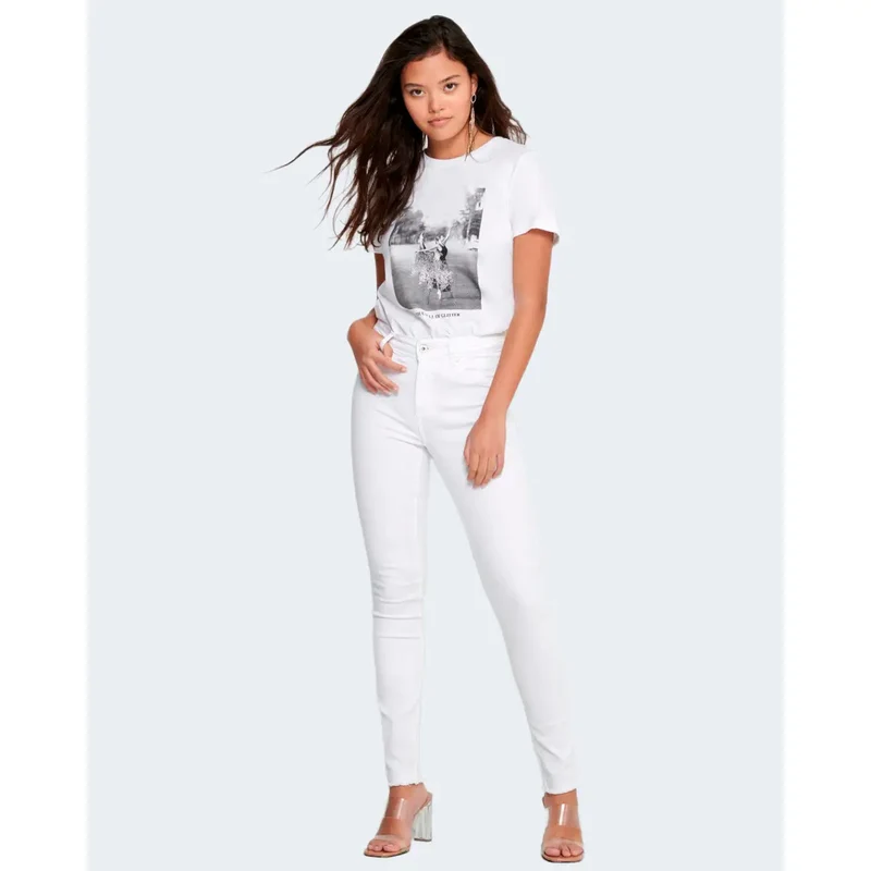 Only Damenhosen Weiß Baumwolle Stretch Slim Fit