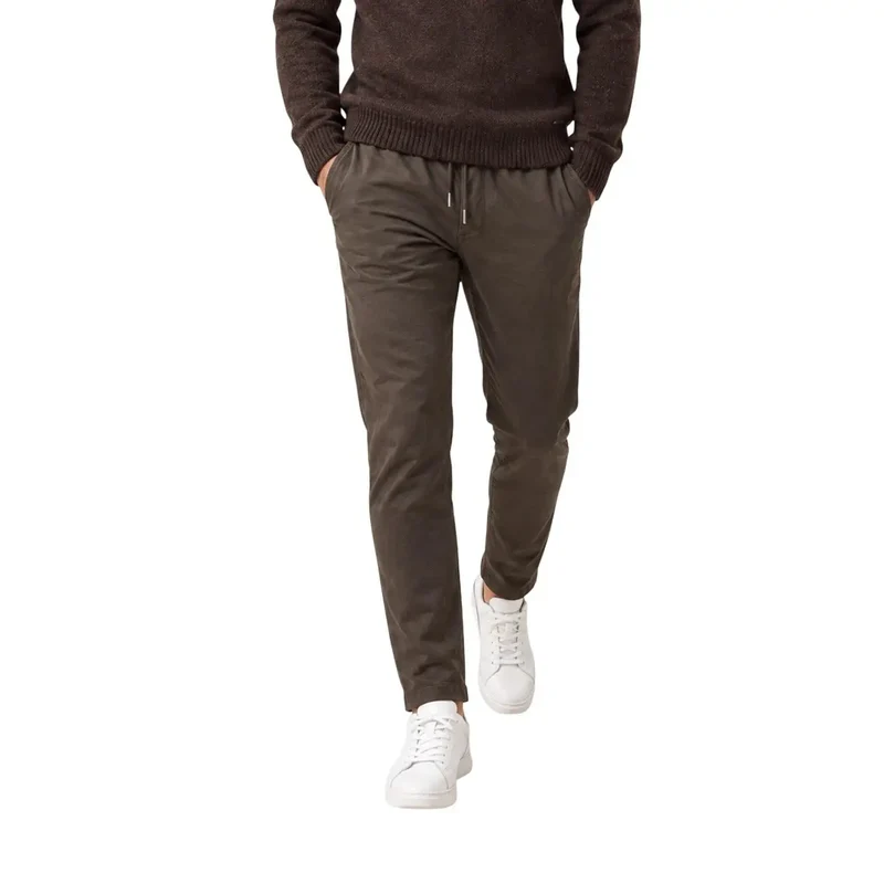 Gianni Lupo Herren braune Baumwollhose Stretch-Passform