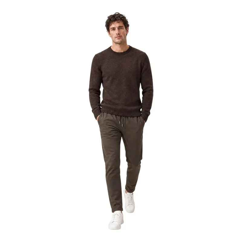 Gianni Lupo Herren braune Baumwollhose Stretch-Passform