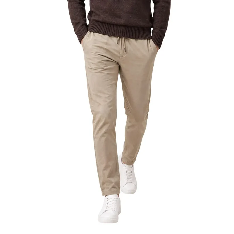 Gianni Lupo Herren braune Baumwollhose Stretch-Passform