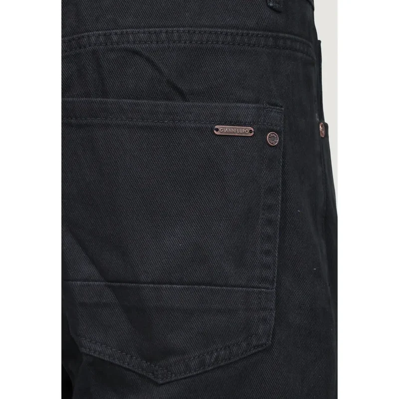 Gianni Lupo Herren Baumwollhose Schwarz Cooper