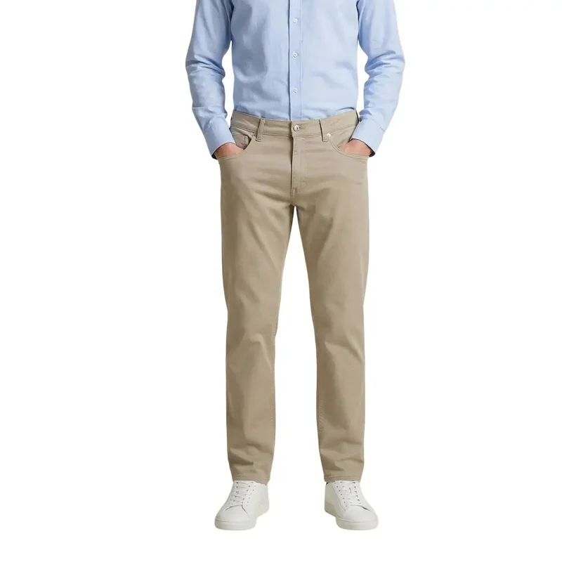 Guess Herren Trousers Beige Baumwollmischung Angels Slim Fit
