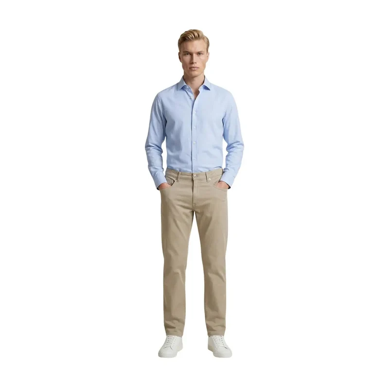 Guess Herren Trousers Beige Baumwollmischung Angels Slim Fit