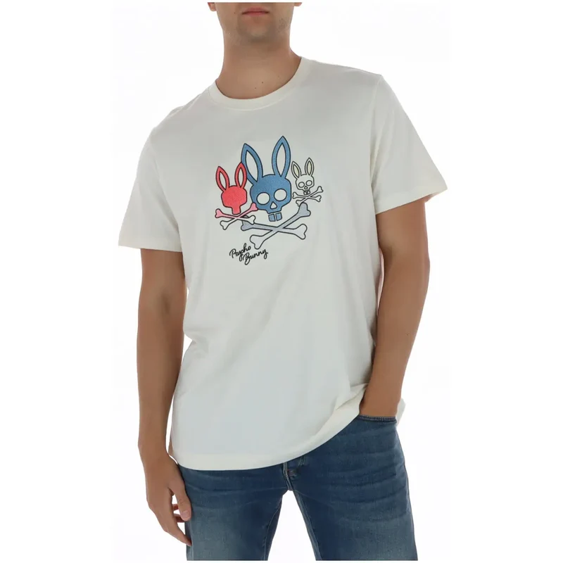 Psycho Bunny Herren T-Shirt Weiß Baumwolle Rundhals MT0200213
