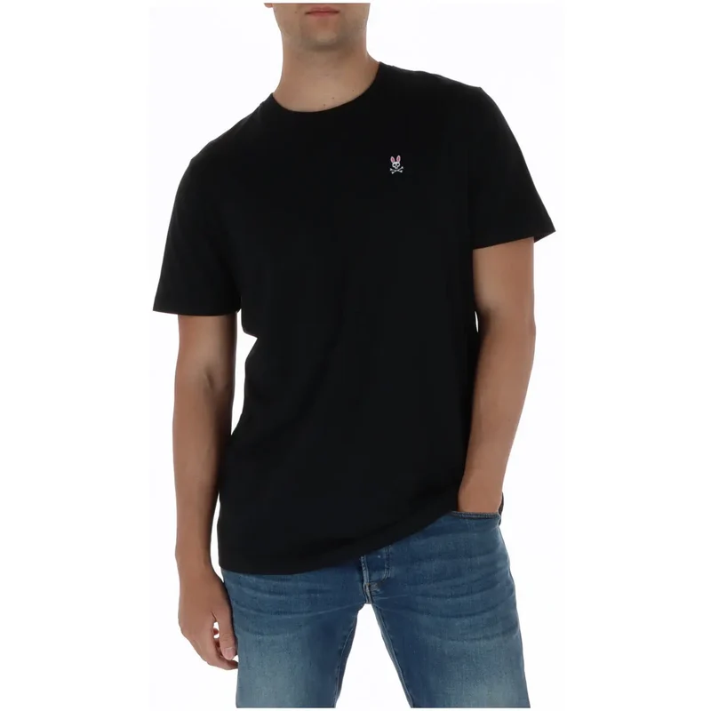 Psycho Bunny Herren T-Shirt Schwarz Rundhals 100% Baumwolle