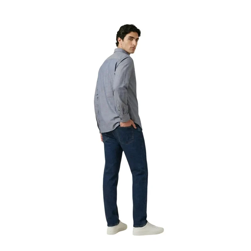 Armani Exchange Herrenhemd Blau Langarm Baumwollmischung